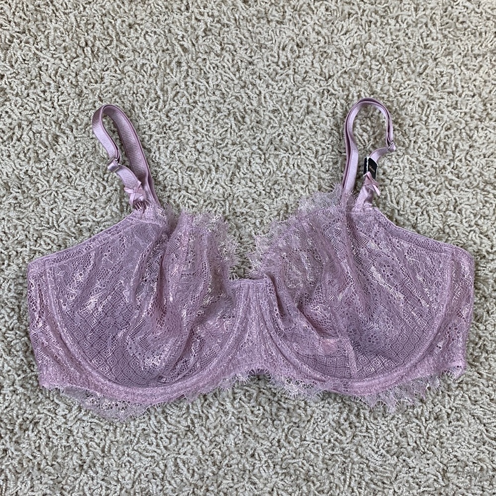 NWOT Victoria’s Secret purple lace dream angels push up without padding bra 36DD